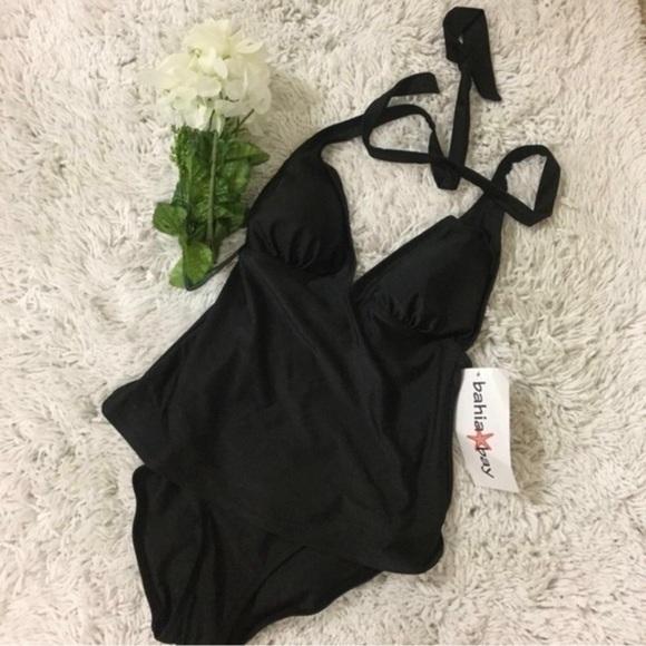 BAHIA Bay‎ Lizzie Black One Piece Halter Swimsuit Size 0 - Picture 6 of 9